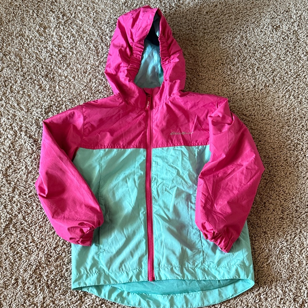 Eddie Bauer Kids Pink and Aqua Raincoat